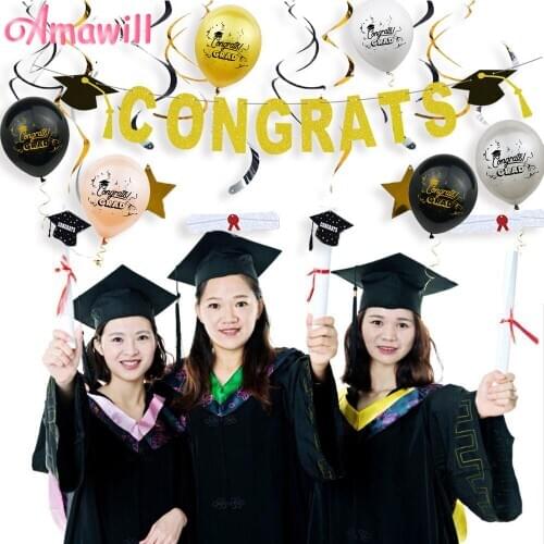 Amawill Graduation 2020 Party Decorations Congrats Grad Banner Graduation Season Balloons Hanging Ornaments Class Of 2020 75D