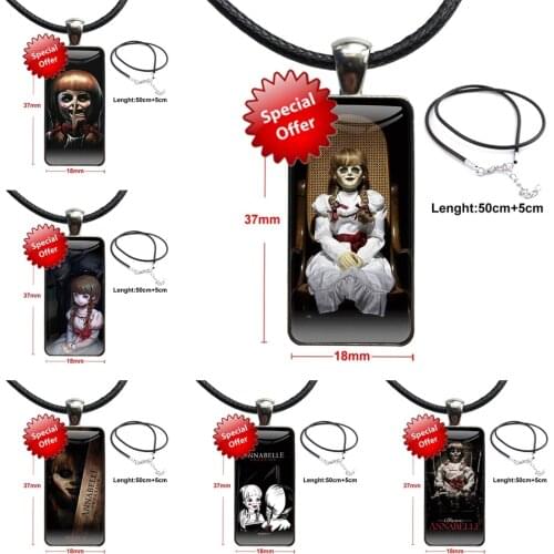 Annabelle Creation Horror Movie Fashion Glass Cabochon Pendant Rectangle Necklace Choker Necklace Jewelry Adorable For Women