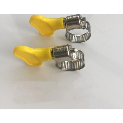 Free shipping 10pcs Adjustable Handle Yellow Type Hose Clamps with handle,304 Stainless steel hose Clamp Hoop Pipe Clips