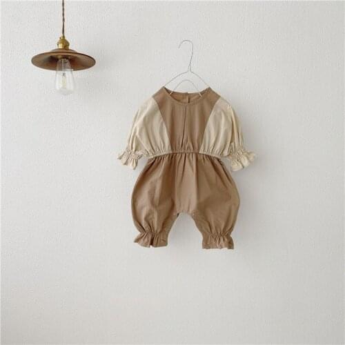 8710 Baby Girls Bodysuit Ins Autumn New 2021 Korean Color Matching Girls Jumpsuit Newborn Climbing Clothes One Piece Clothes
