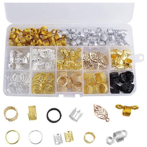 Boli box Braid Mixed Colors Adjustable Styling Metal Cuffs Clip Jewelry Beads Dreadlocks Tubes Decoration Hair Rings Extension