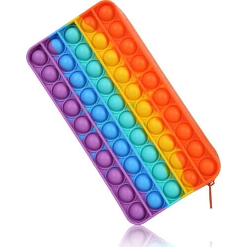 2021 Travel Bag Fidget Pencil Pen Case Pop Bubble Silicon Pencil Box Marker Pen Case Simple Stationery Bag Fidget Toy Pen Bag