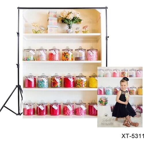 Confectionery Shop Printed Backdrop Vintage Candy Shop Photography Background Colorful Sweet Candy Store Photo Booth Studio Prop