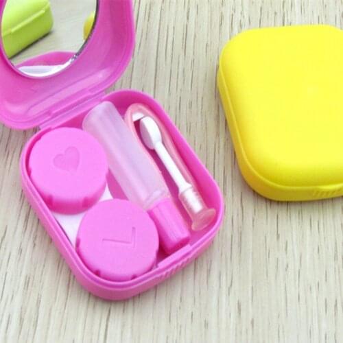 NEW Mini Square Contact Lens Case With Mirror Women Colored Contact Lenses Box Eyes Contact Lens Container Lovely Travel Kit