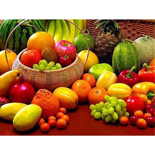 Fruit Printed Canvas 11CT Cross-Stitch DIY Embroidery Set DMC Threads Hobby Handiwork Needlework Painting Home Decor Sales