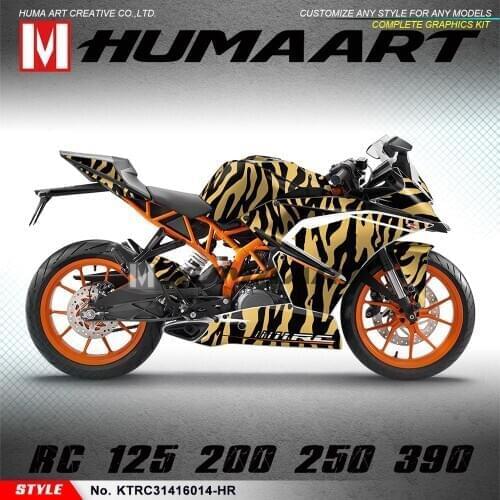 HUMAART Sport Bike Graphics Custom Sticker Design Vinyl Wrap Kit for RC 125 200 RC125 RC200 2014 2015 2016, Customizable
