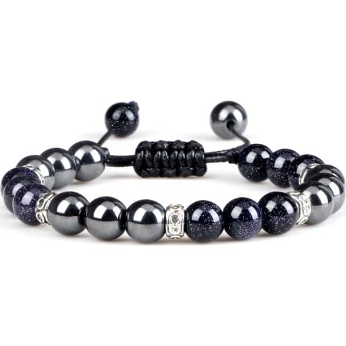 Classic Men Hematite Beaded Bracelest Non-magnetic Natural Tiger Eye Lava Stone Braided Adjustable Bracelets&Bangle Jewelry Gift