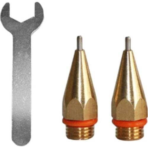 2Pcs 1Mm Aperture Diameter Hot Melt Glue Nozzle 1.0X40Mm Copper Nozzle With Nozzle Wrench Interchangeable Nozzle Parts