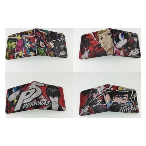 Anime Persona 5 P5 Short Wallet Zipper Coins Cards Holder Bifold Men Purse Gift