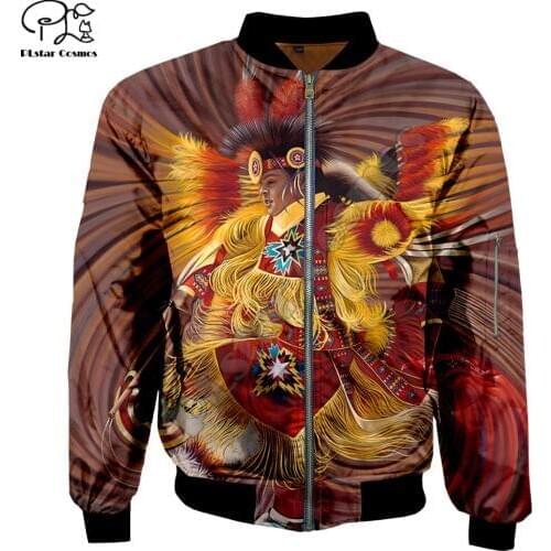 Men native indian 3d Bomber Jackets winter autumn zipper vintage Print Flight Jacket casual unisex Harajuku Streetwear coat