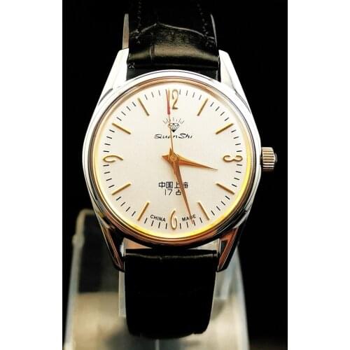 Antique Shanghai Watches Men Vintage 36mm Mens Mechanical Watch 8120 Hand Wind Movement Steel Acrylic Wristwatch Tribute 1963