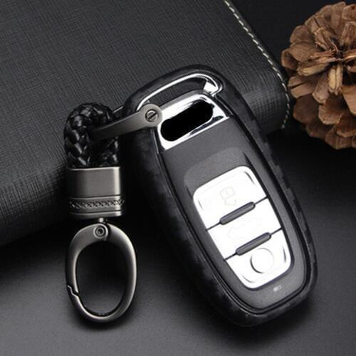 Carbon Fiber Pattern Soft Silicone Car Key Case Cover bag For Audi A3 A4 B7 B6 B8 A6 C5 C6 Q5 Q7 A4L Car Styling Key Ring Shell