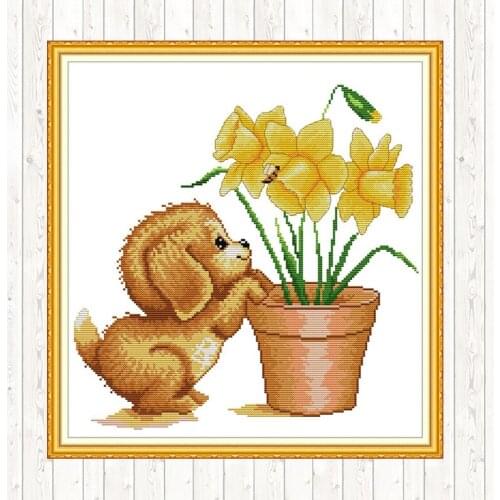 Dog Counted Cross-stitch Patterns,set for Embroidery,DMC 14ct 11ct Printed on Canvas,chinese Crafts Handmade DIY Needlework Kits