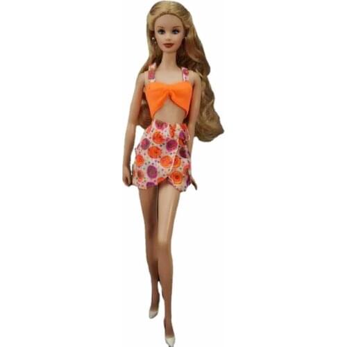 1/6 BJD Doll Clothes Fashion Orange Bra Crop Top Polka Skirt Dress For Barbie Clothes Outfits Set 11.5" Dolls Accessory Kids Toy