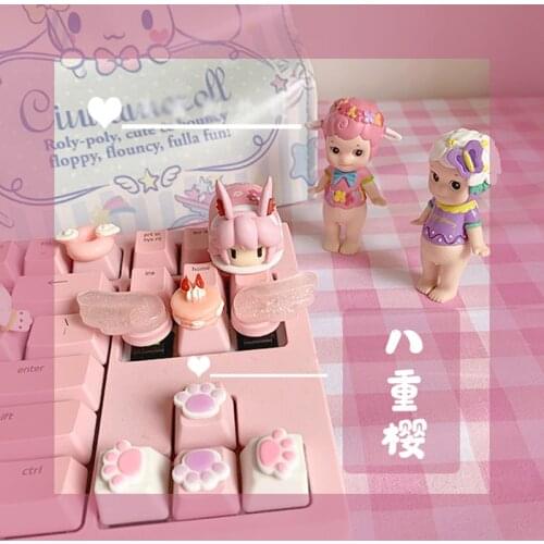 DIY anime keycaps Three-dimensional Personalized Cartoon Keys for mechanical keyboard yae sakura & qiyana cosplay