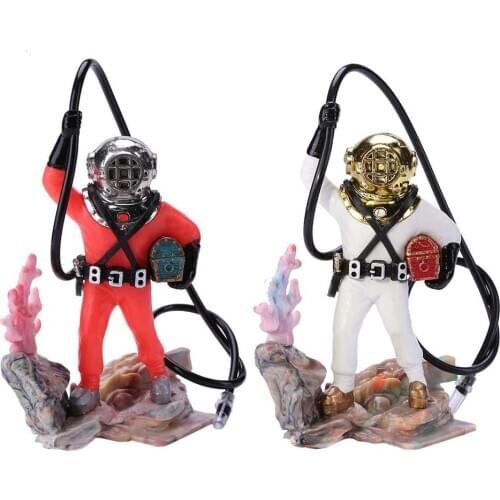 Underwater Animation Landscape Diver Treasure Hunt Man Pneumatic Sailing Boat Destroye Aquarium Decor Necessary Aquatic Decor