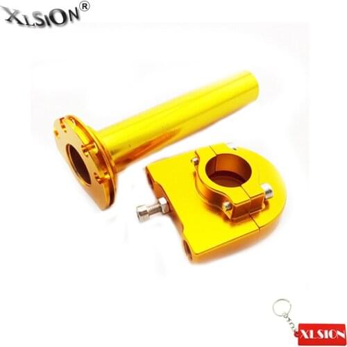XLSION Aftermarket Aluminum Twist Throttle Gold For Moped Scooter Street Motorcycle Dirt Monkey Bike