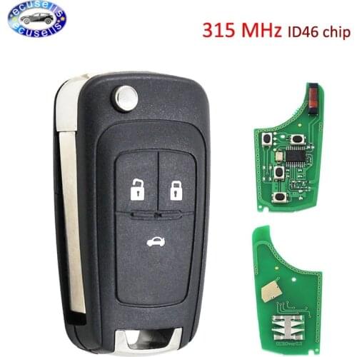 Remote Control Key Fob 3 Buttons 315MHz With ID46 Chip for Chevrolet Cruze 2010-2015 HU100 Blade