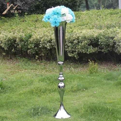 90 CM Height Silver Metal Candle Holders Pillar Candle Stand Wedding Centerpieces Event Road Lead Flower Vase 12 PCS/ Lot