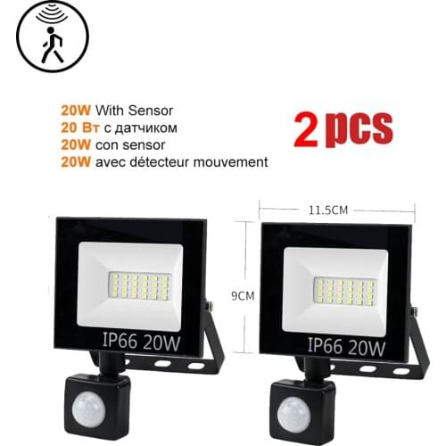 2 pcs 220V 10-100W LED FloodLight Spotlight Exterior Street wall reflector LED Lamp Garden Motion Sensor Light Lights Waterproof