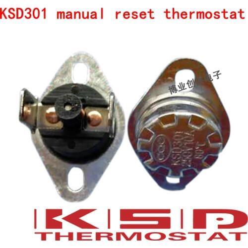 5pcs KSD301/KSD303 45C 45 Degrees Celsius Manual reset Thermostat Normally closed (NC) Temperature switch Temperature control