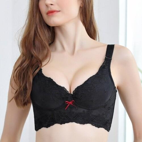 Comfortable Womens Adjustable Bra 3/4 Cup Underwear Lace Floral Embroidery Push Up Bra Lingerie for Woman 90E
