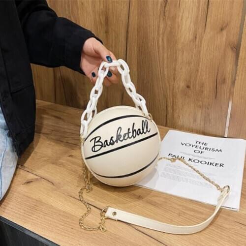Women Ladies Basketball Shoulder Bag Storage Pouch Stylish Round Football Shaped Crossbody Bag with Long Strap