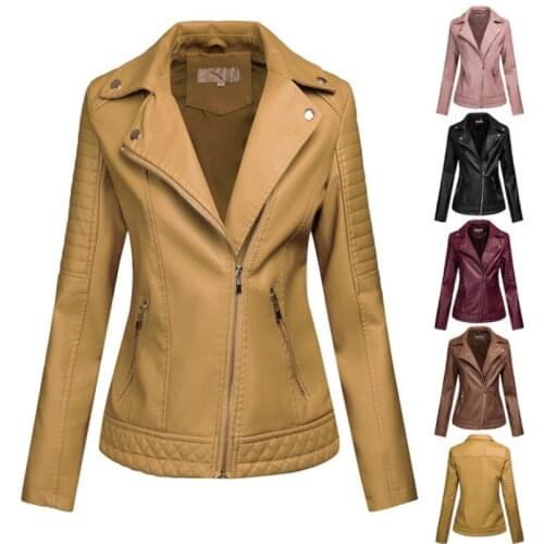 Womens Leather Jacket 2021 New Female Coat Winter Womens Moto Biker Zipper Jacket Sheepskin Coat For Women