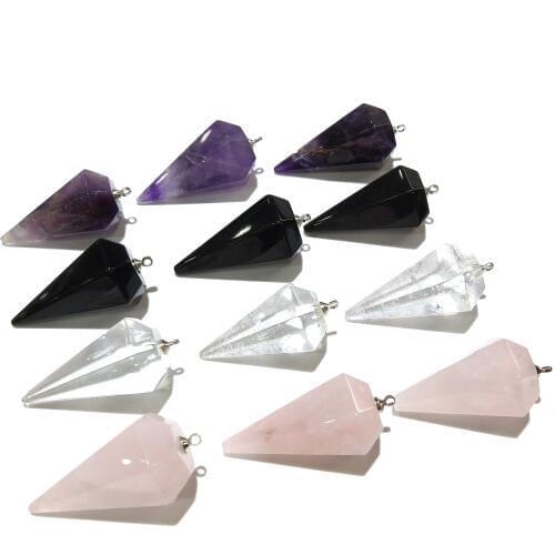 2020 Natural Crystal Pendants Geometric Shape Making DIY for Jewelry 4 Colors Necklace gift for women size 35x18mm