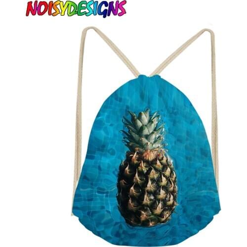 NOISYDESIGNS Color Drawstring Bag Womens 3D Pineapple Summer Printing Daypack Girls Small Backpack Beach Pouch Kordelzug Beutel