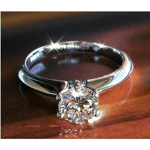 Promise Forever 1Ct Diamond Ring for women 925 Sterling Silver Engagement Ring White Gold Color