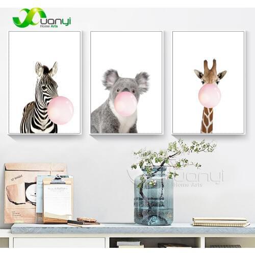 Giraffe Zebra Animal Posters and Prints Canvas Art Painting Wall Art Nursery Decorative Picture Nordic Style Kids Decoration