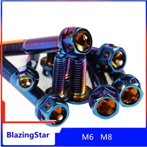 1PC 304 stainless steel Screw M6 M8 electroplating color outer hexagon screw big hollow flange head electric car motorcycle