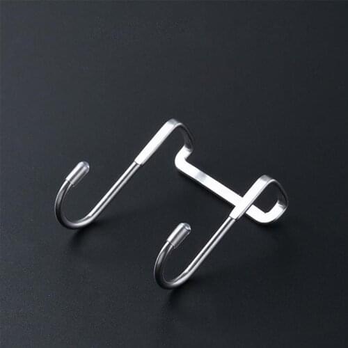 2Pcs 304 Stainless Steel Storage Hooks Door Back Coat Hanger S Shape Kitchen Bathroom Towel Storage Hanger Home Organizers