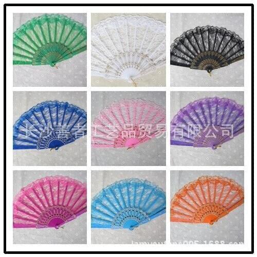50pcs/lot NEW! wedding WHITE LACE FAN Hand Fans FANCY DRESS GEISHA / SPANISH DHL free shipping
