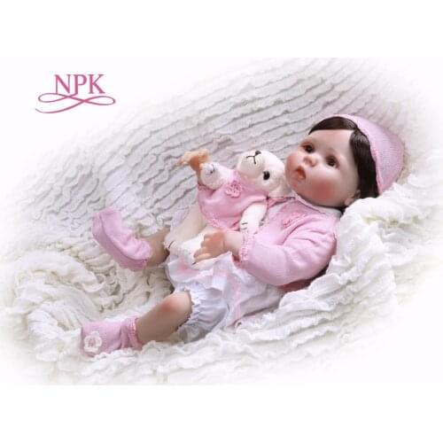 55cm Pink Full Vinyl Reborn Baby Doll Toy for Girl Boys Newborn Dolls for Children Birthday Gifts Baby Dress Hot