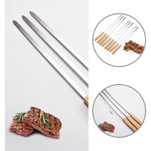 2cm Wide 8Pcs High Quality 2cm Wide Reusable Barbecue Stick Stainless Steel Barbecue Stick Comfortable Grip for Camping