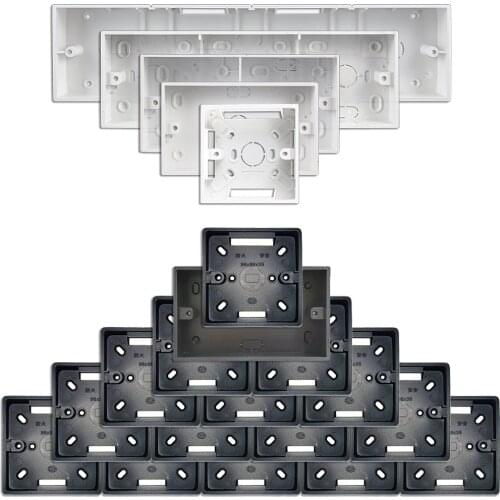86 Type Switch Socket Base Outfit Junction Box Surface Mount Bottom Box, Ethernet Wall Switch Socket Dark Box, White Cassette