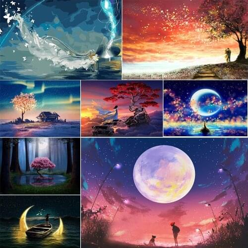 5D DIY Diamond Painting Mosaic Embroidery Art Landscape Painting Sale Square/Round Inlaid Diamond Landscape Decoration Painting