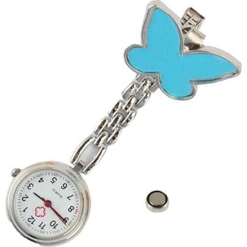 Antique Stainless Steel Nurse Clock On A Chain Pocket Watch Silver Brooch Quartz Analog Pendant Watch