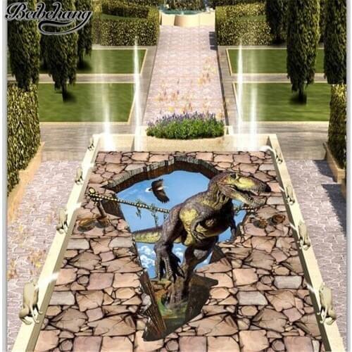 Beibehang Custom flooring decorative painting 3D dinosaurs painting floor stickers 3D living room shopping malls outdoor floor