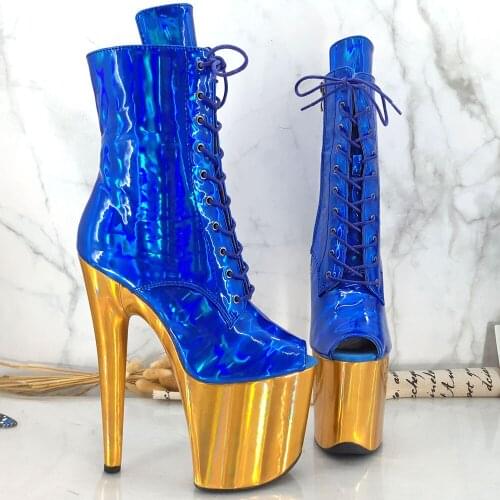 Leecabe 20CM/8inches Pole dancing shoes High Heel platform Boots closed toe Pole Dance boots