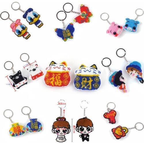 Diy beads toys for children hand-made bead embroidery cross-stitch pendant keychain precision printing bag accessories girl gift