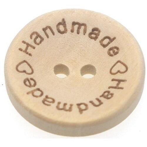 50Pcs/Bag 15mm 2 Holes Wooden Buttons Handmade Letter Scrapbooking For Diy Wedding Decoration W1017