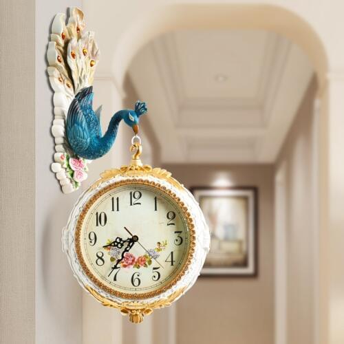 Peacock Elegant Huge Wall Clock Creative Luxury Large Vintage Round Modern Home Reloj Cocina Pared Home Decoration OO50WC