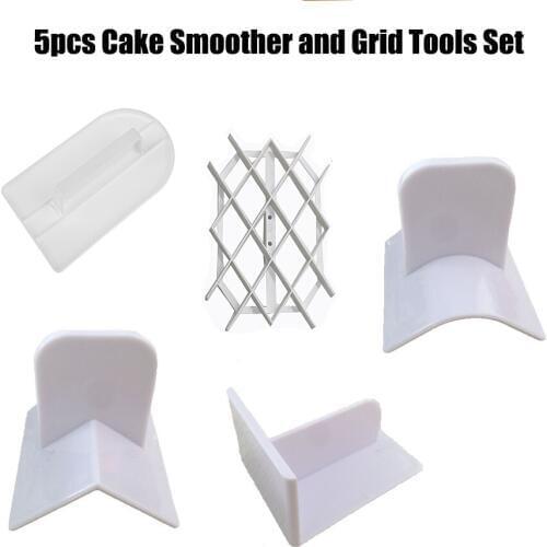 5pcs Cake Smoother Polisher Tools Pizza Sugar Turning Tool Cake Edge Flattener Right Angle Round Pastry Decorating Accessoire