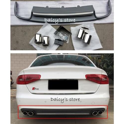 PP Rear Bumper Lip Diffuser exhaust end pipe for Audi A4 B8 Standard Bumper/Sline bumper 2009-2016 S4 Style