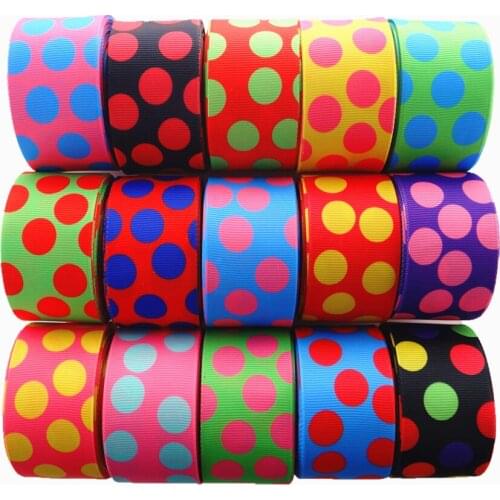 1.5" 38mm 5 yards Polka Dots Printed Grosgrain Ribbons DIY Hair Bows Handmade Accessories Apparel Sewing DIY HandMD19012601