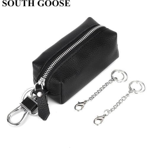 SOUTH GOOSE Genuine Leather Key Wallet Men Car Key Holder Business Zipper Keys Case Lady Housekeeper Keys Organizer Coin Wallet