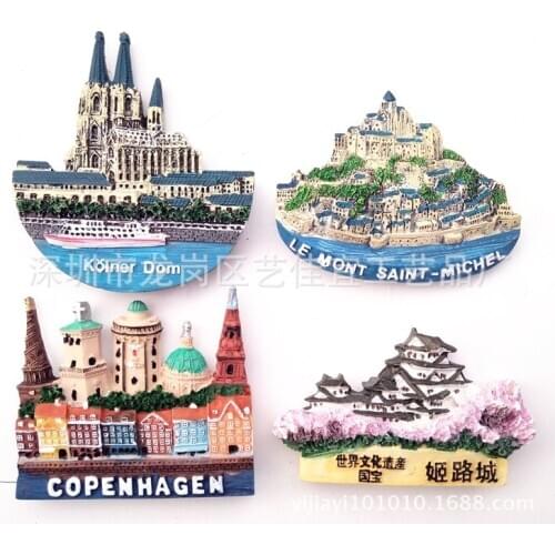 Fridge Magnet Decor Denmark Copenhagen Himeji Japan The French Seaports Refrigerator Magnets Sticker Country Travel Souvenir